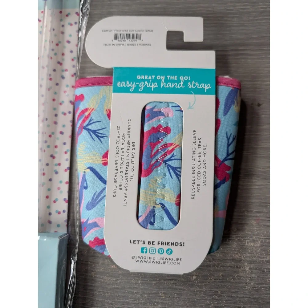 Swig Bundle Straw and 22-28oz Medium Iced Cup Sleeve NEW